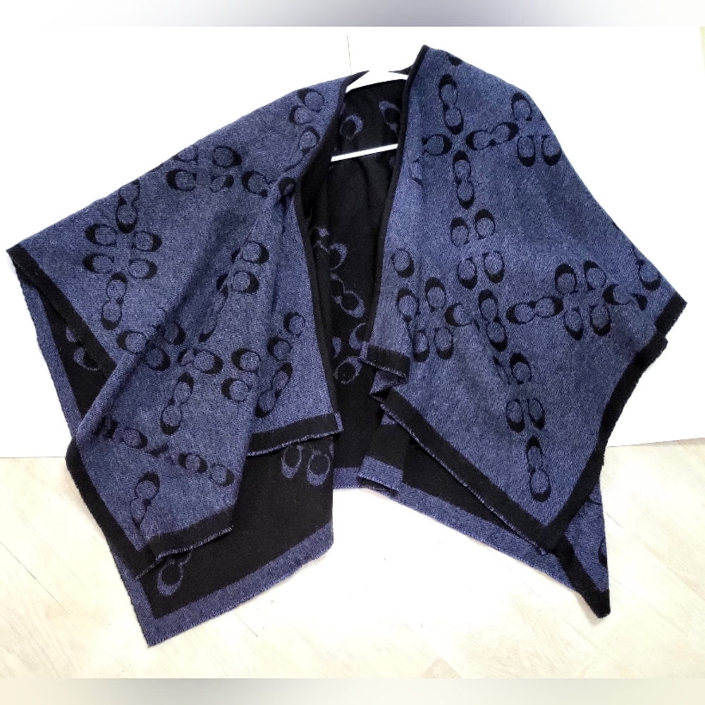 Coach Signature Poncho - Black/Midnight Navy - Picture 3 of 10